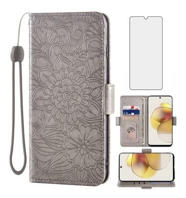 Asuwish Wallet Case for LG K20 2019 – Grey Floral