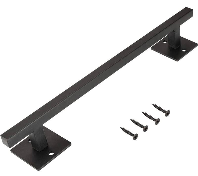 Homode 12 Inch Sliding Barn Door Handle, Matte Black Iron Steel Pull Handle Hard