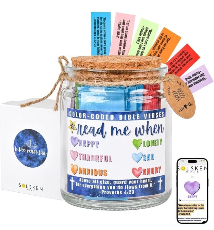 Solsken Home Color-Coded Bible Verse Jar - Read Me When Emotions & Feelings