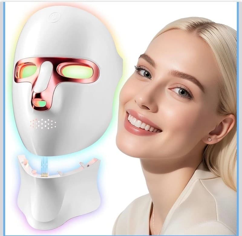 LED Light Therapy Face & Neck Mask, 7 Color Photon Skin Rejuvenation Set