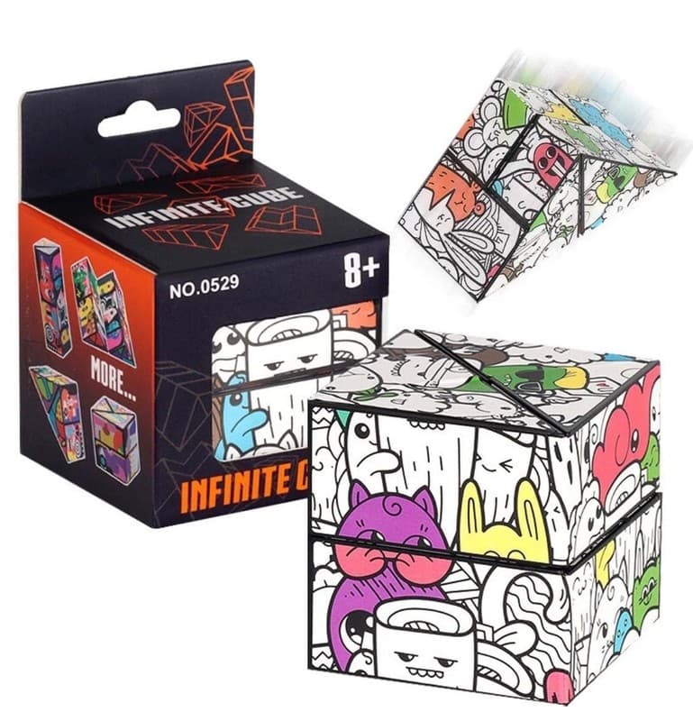 Doodle Art Infinite Cube Shape Shifting 3D Magnetic Fidget Puzzle