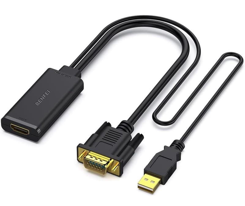 Benfei HDMI to VGA Adapter with Audio and USB Power Support, Gold-Plated