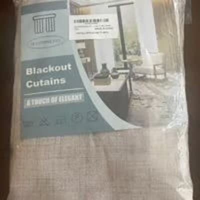 Textured Linen-Look Blackout Curtains Beige
