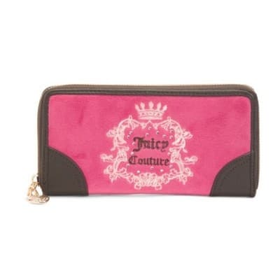 NWT Juicy Couture Key to Juicy Long Accordion Zip Around Wallet Pink Velour with