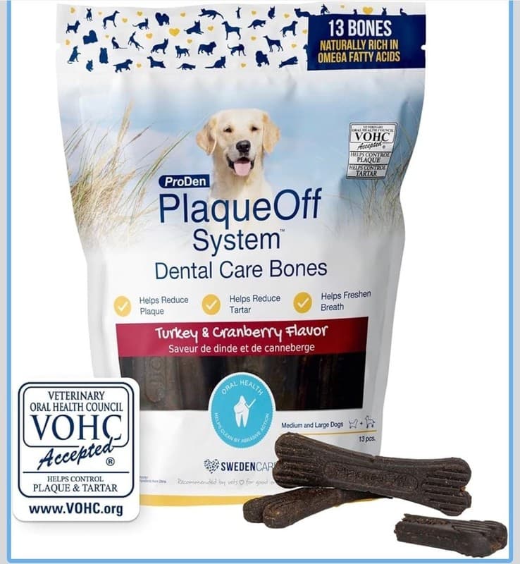 ProDen PlaqueOff System Turkey & Cranberry Dental Care Bones for Medium and Larg