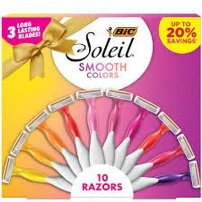 BIC Soleil Smooth Colors Disposable Razors, 3 Blades, 10 Count