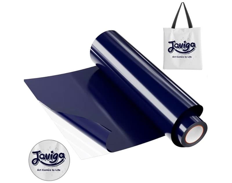 JAVIGA Navy Blue HTV Heat Transfer Vinyl Roll 12 inch x 10ft for T-Shirts and DI