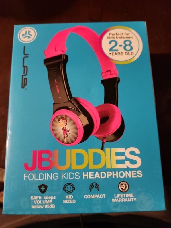 JLab JBuddies Folding Kids Headphones Pink/Black for Ages 2-8