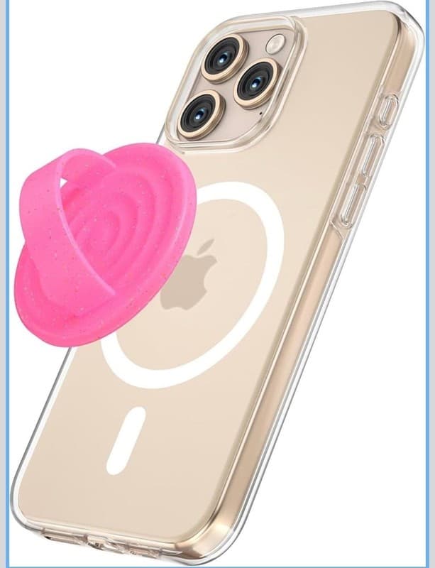 Magnetic Silicone Phone Ring Grip for MagSafe, 360 Degree , Pink Glitter
