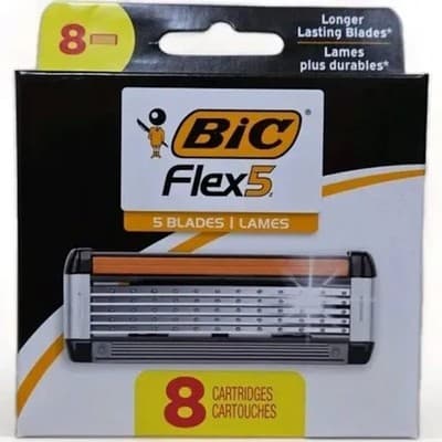 BIC Flex 5 Men's 5-Blade Razor Cartridge Refills, 8 Count