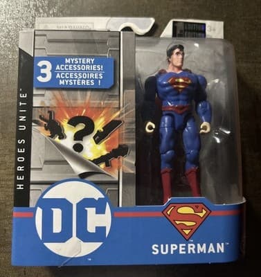 DC SUPERMAN 4" Action Figure — 1st Edition +3 Mystery Accessories (New)