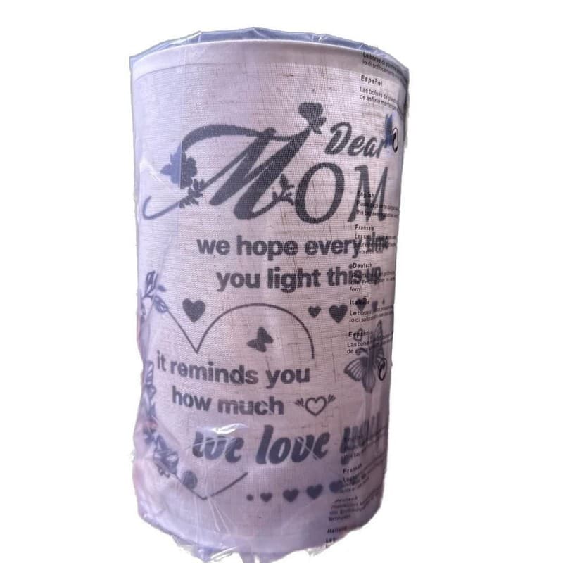Dear Mom Linen Texture Battery Operated LED Table Lamp with Sentimental Quote