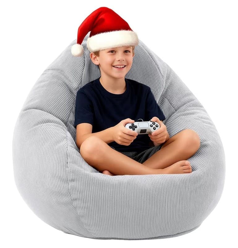 LPMOERA 3ft Corduroy Bean Bag Chair for Kids and Teens with Memory Foam Filling