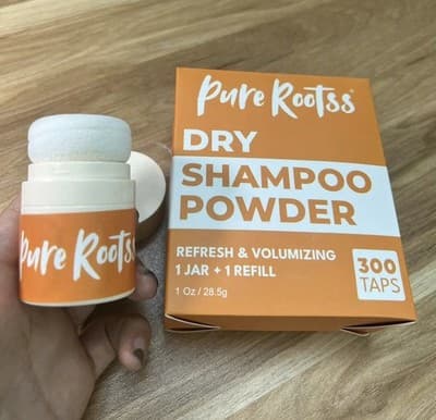Pure Rootss Dry Shampoo Powder Refresh Volumizing 1 oz Jar + 1 Refill 300 Taps