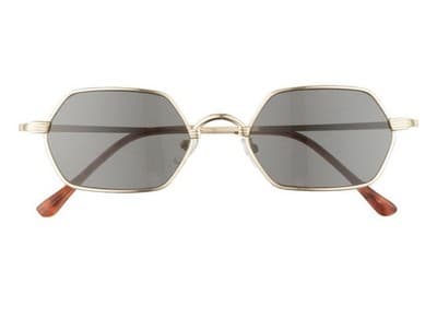 Gold Hexagon Vintage Optical Quality Sunglasses with Silver Accent - Tempe