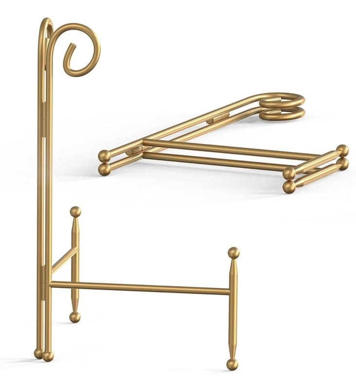Gold Adjustable Metal Plate Holder Stand, 12 Inch Decorative Easel Display for P