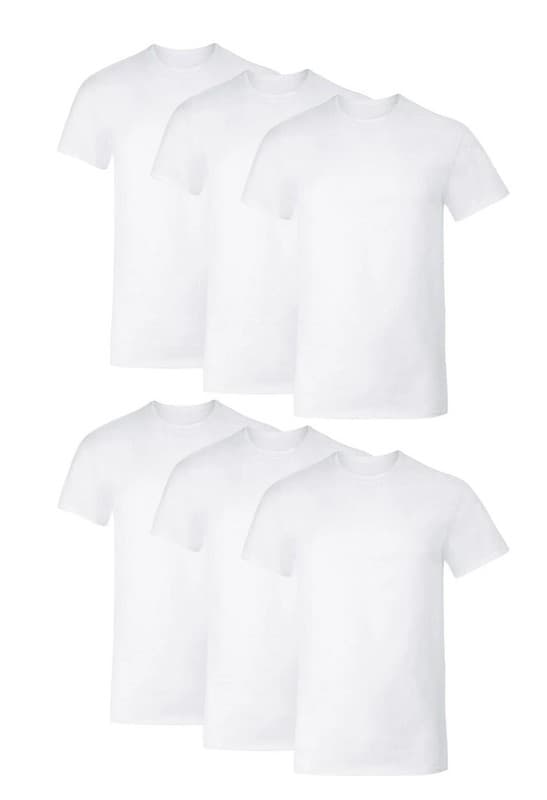 Hanes Men's Tagless Cotton Stretch Crewneck T-Shirt Undershirts, 6-Pack - White