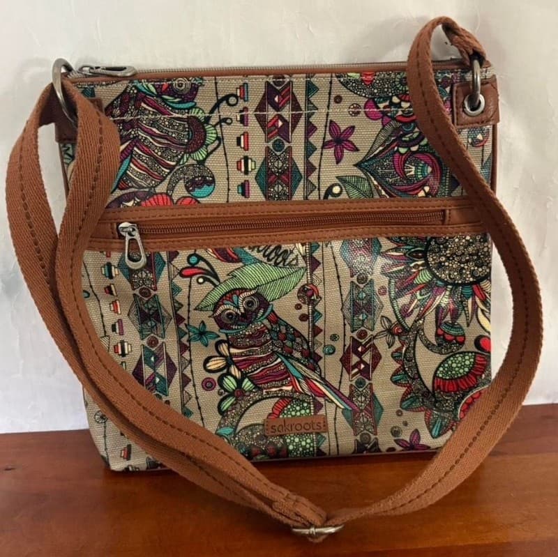 Sakroots Flat Crossbody Messenger Bag Spirit Desert Owl Motif