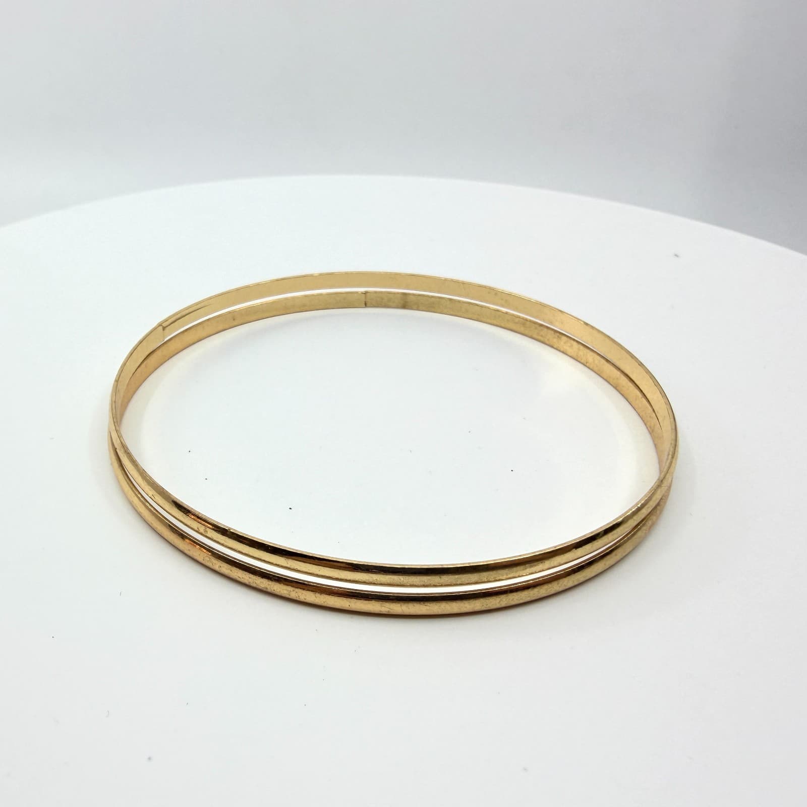 Vintage Gold Tone Thin Bangle Bracelets Set Minimalist Stackable Set of 2 Retro