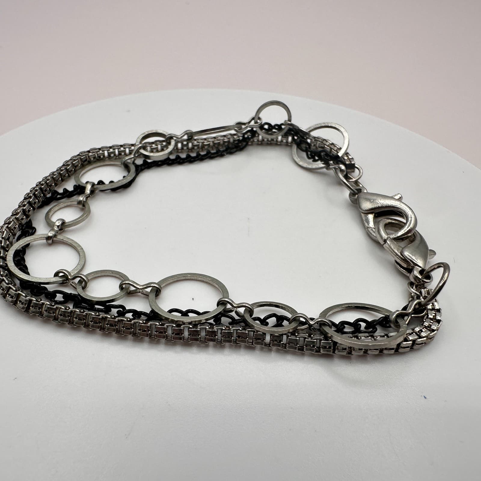 Vintage 90s Multi-Strand Bracelet Geometric Circle Classic Statement Jewelry Y2K