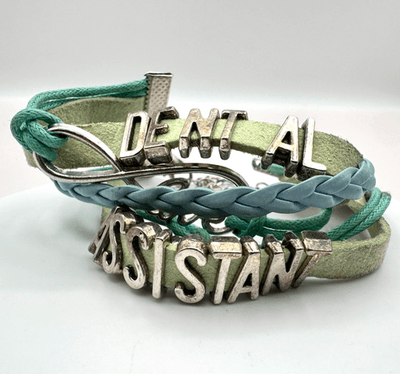 Vintage 90s Dental Assistant Charm Bracelet Blue &Green Multi-Strand Jewelry Y2K