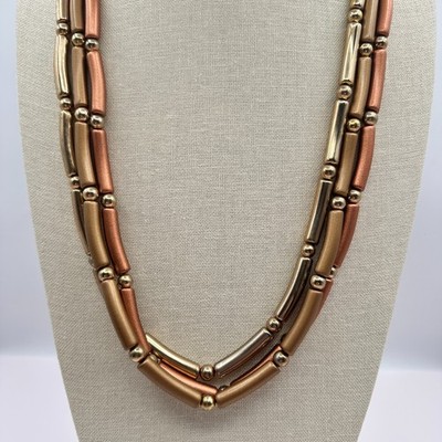 Vintage Y2K Multi-Strand Tube & Ball Beaded Necklace Women's Classic Jewelry 90s