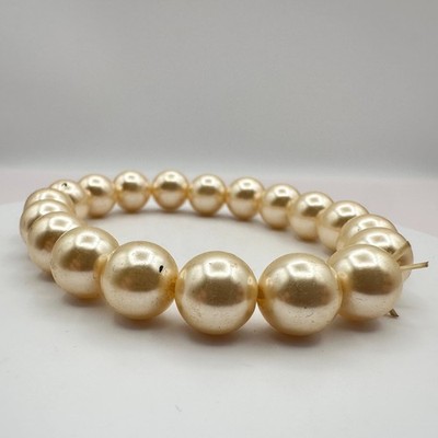 Vintage 90s Chunky Cream Faux Pearl Stretch Bracelet Bngle Costume retro Jewelry