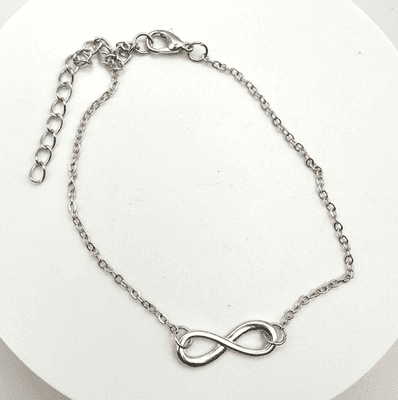 Vintage 90s Infinity Symbol Charm Bracelet Silver Tone Women's Jewelry Retro Y2K