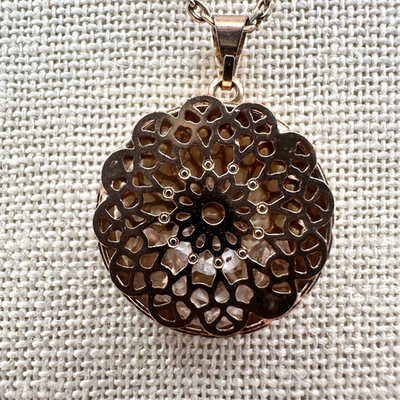 Vintage 90s Filigree Mandala Pendant Necklace Gold Tone Women's Jewelry