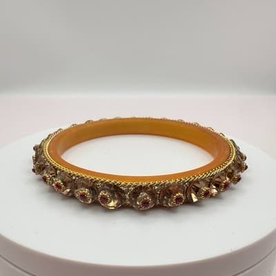 Vintage Y2K Rhinestones Gold Tone Bangle Statement Women's Classic Jewelry Boho