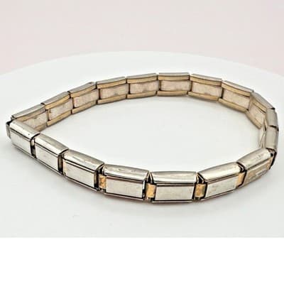 Vintage Y2K Italian Modular Link Charm Bracelet Minimalist Fashion Jewelry Boho
