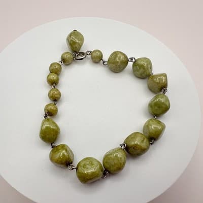 Vintage 90s Green Nugget Bead Bracelet Classic Fashion Boho Fashion Jewelry Y2K
