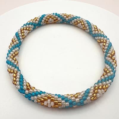 Vintage Y2K Seed Beaded Roll On Bracelet Boho Statement Women's Classic Jewelry