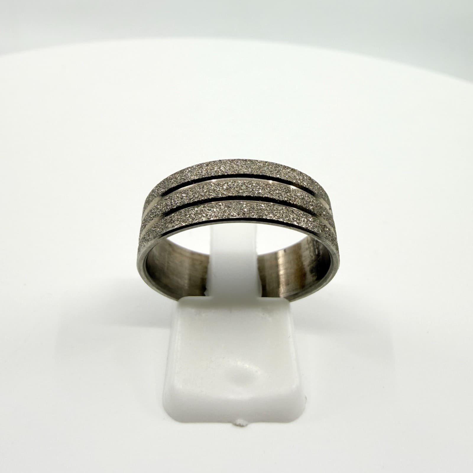 Vintage Y2K Silver Tone Textured Glitter Frosted Dust Band Ring Minimalist Boho