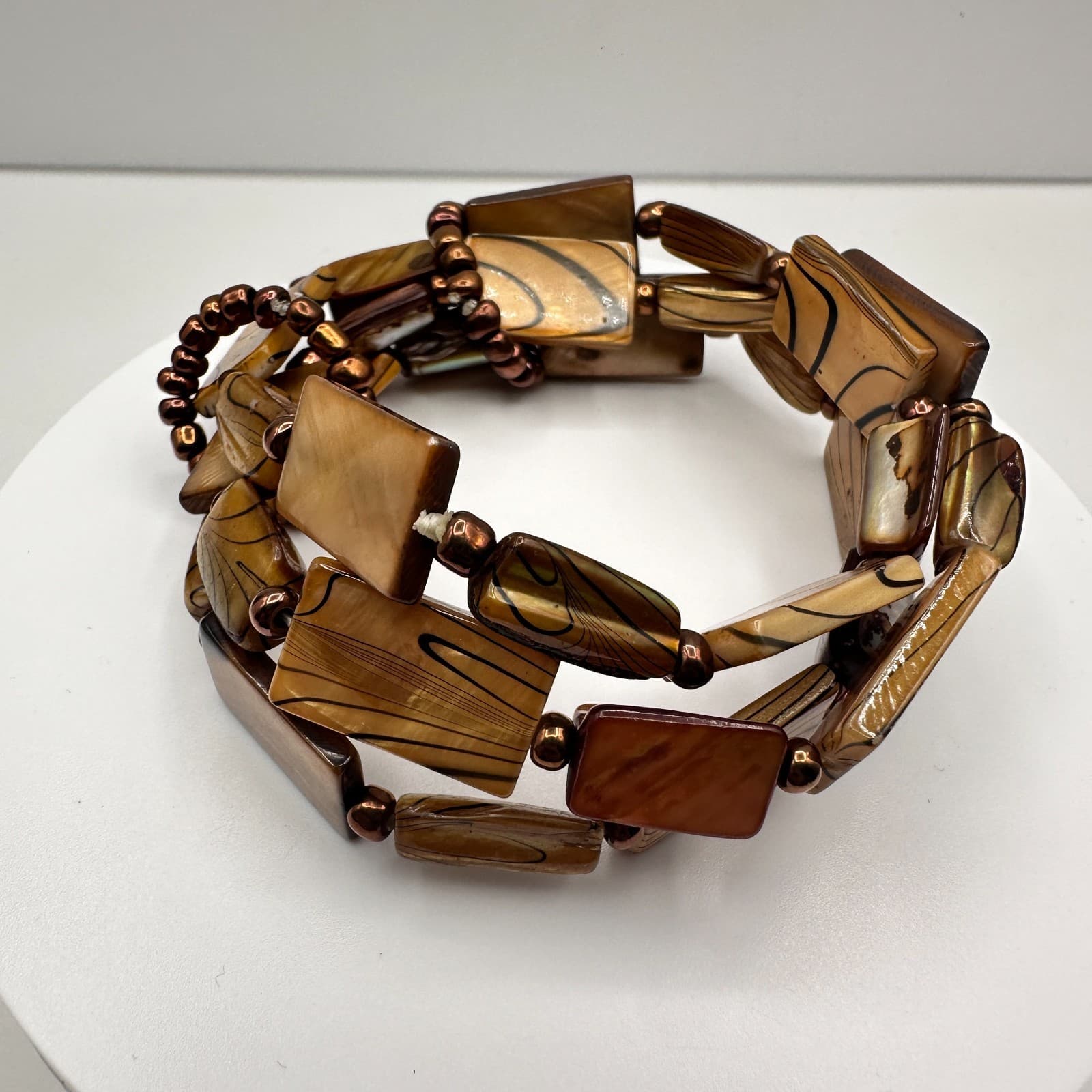 Vintage 90s Multi-Stand Stretch Bracelet Beads Chunky Boho Women's Jewelry Boho