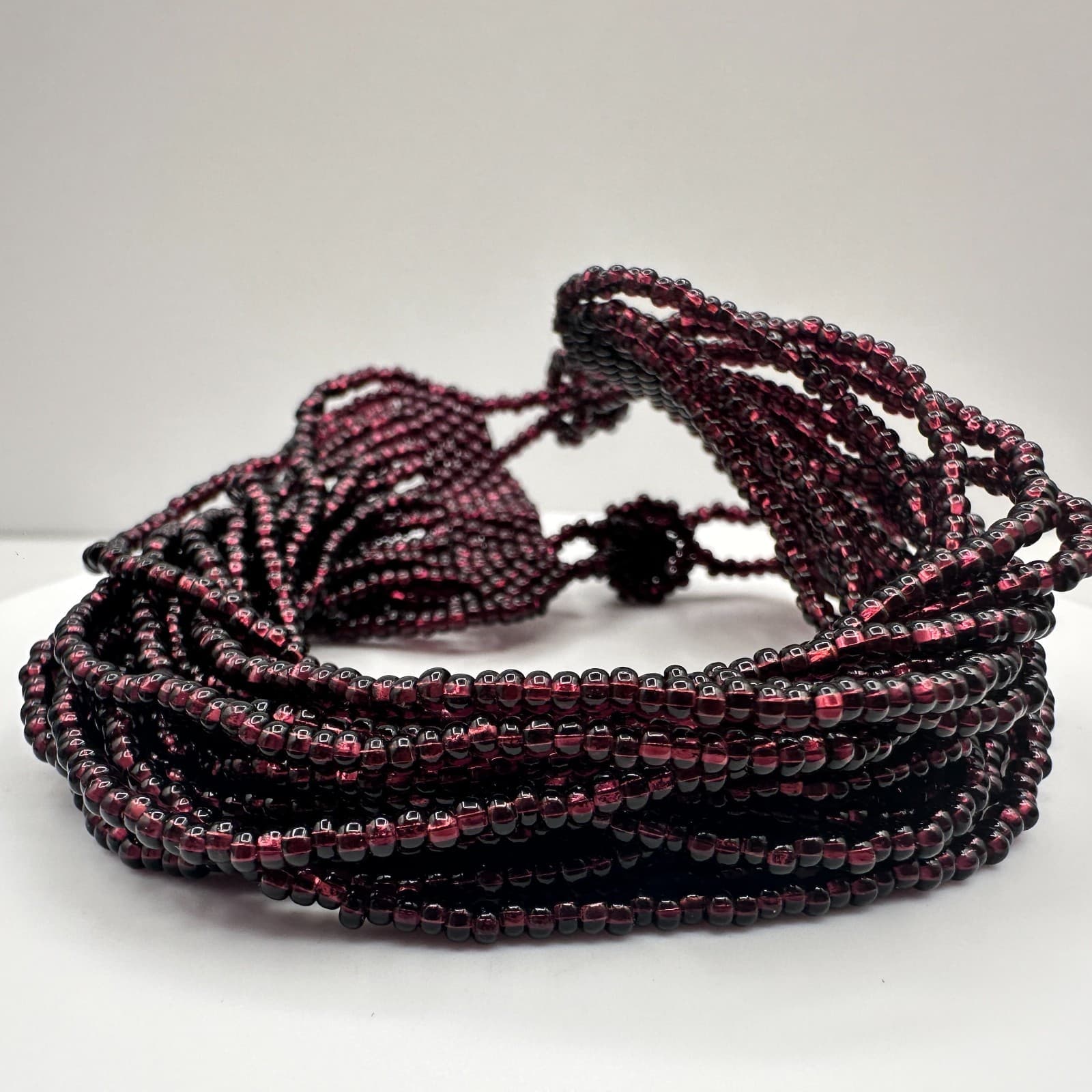 Vintage 90s Floral Seed Bead Multi Strand Statement Bracelet Women's Jewelry Y2K