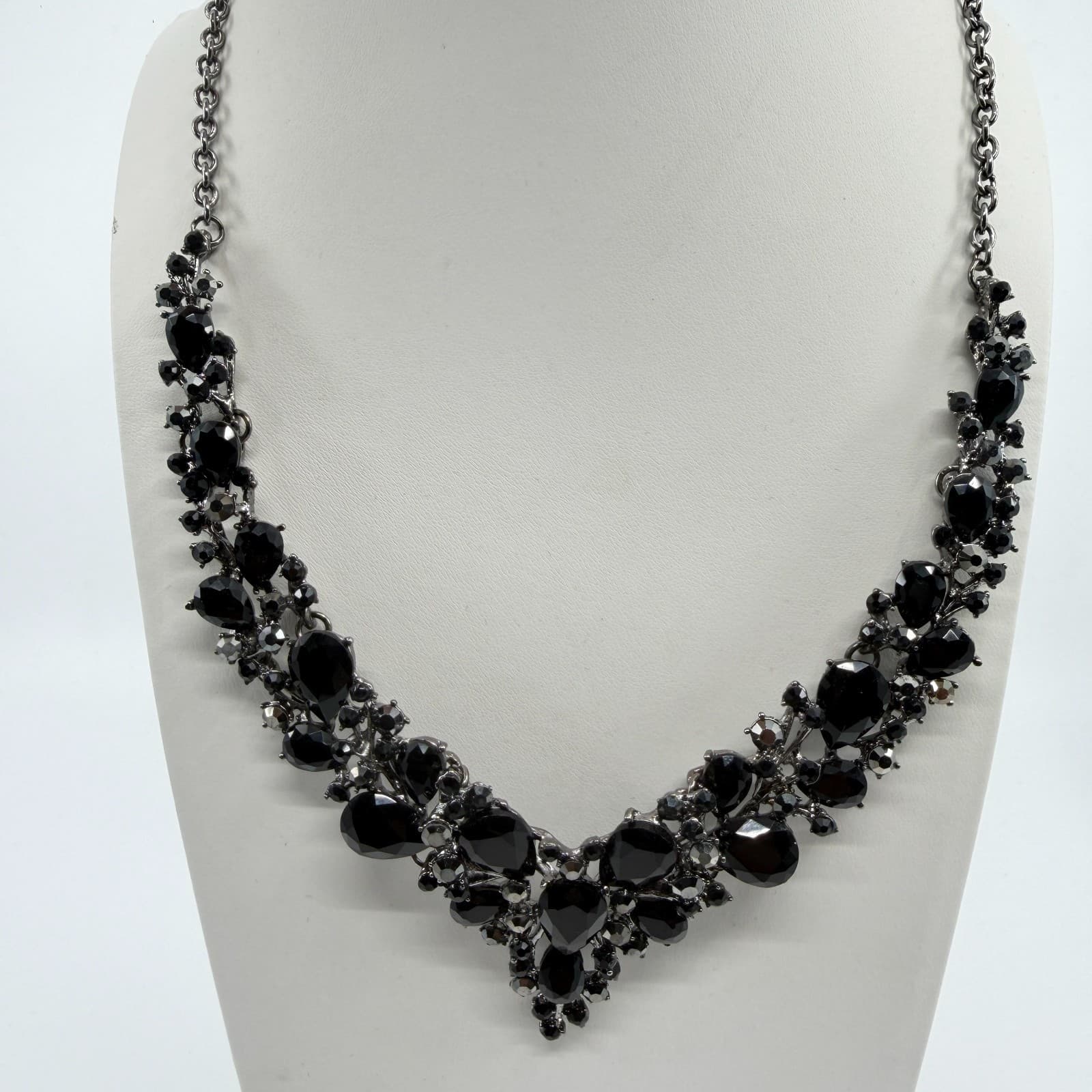 Dark Glam Statement Necklace Black Teardrop Crystal Gothic Choker Festival Boho