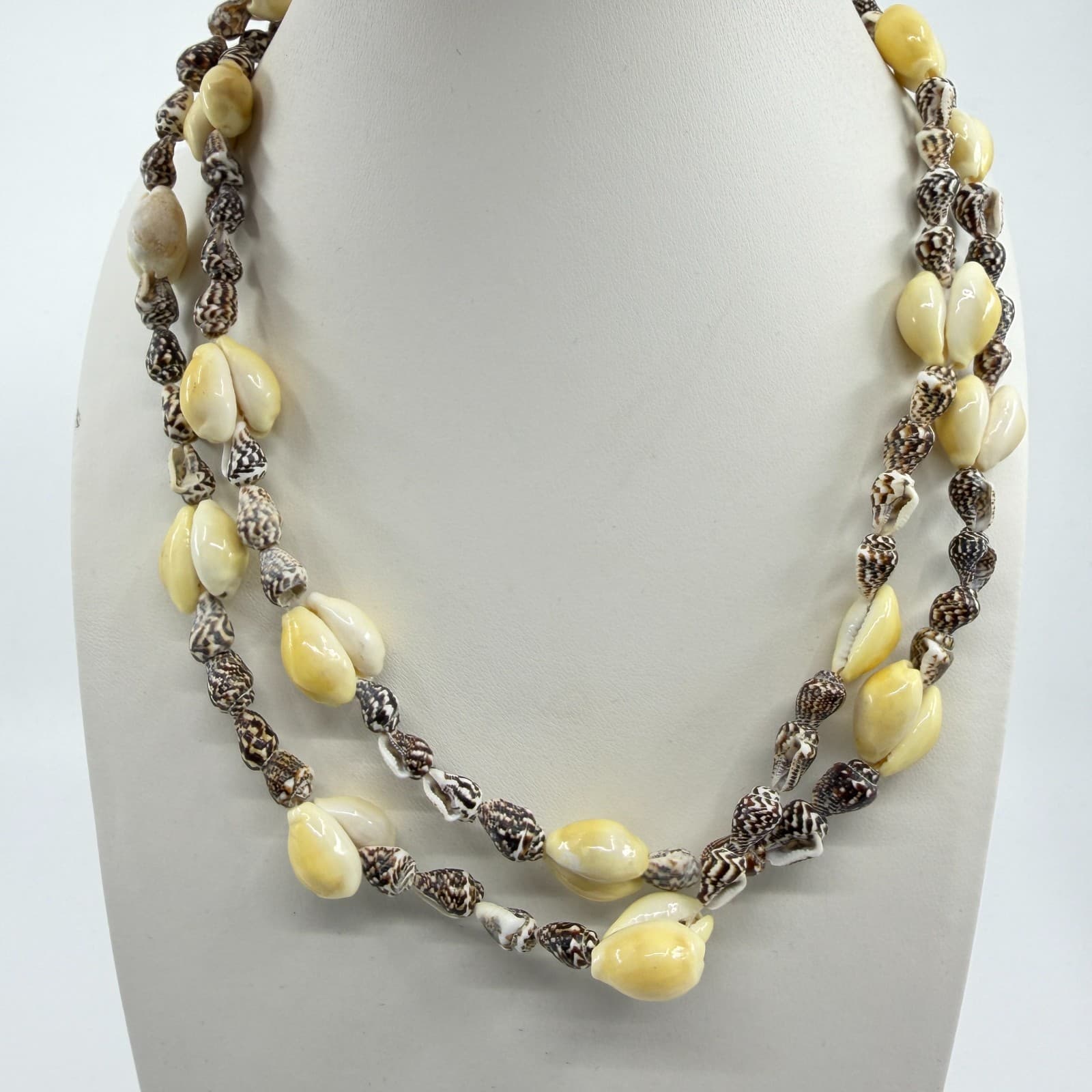 Natural Seashell Beaded Double Layer Necklace Beach Boho Surf Statement Jewelry