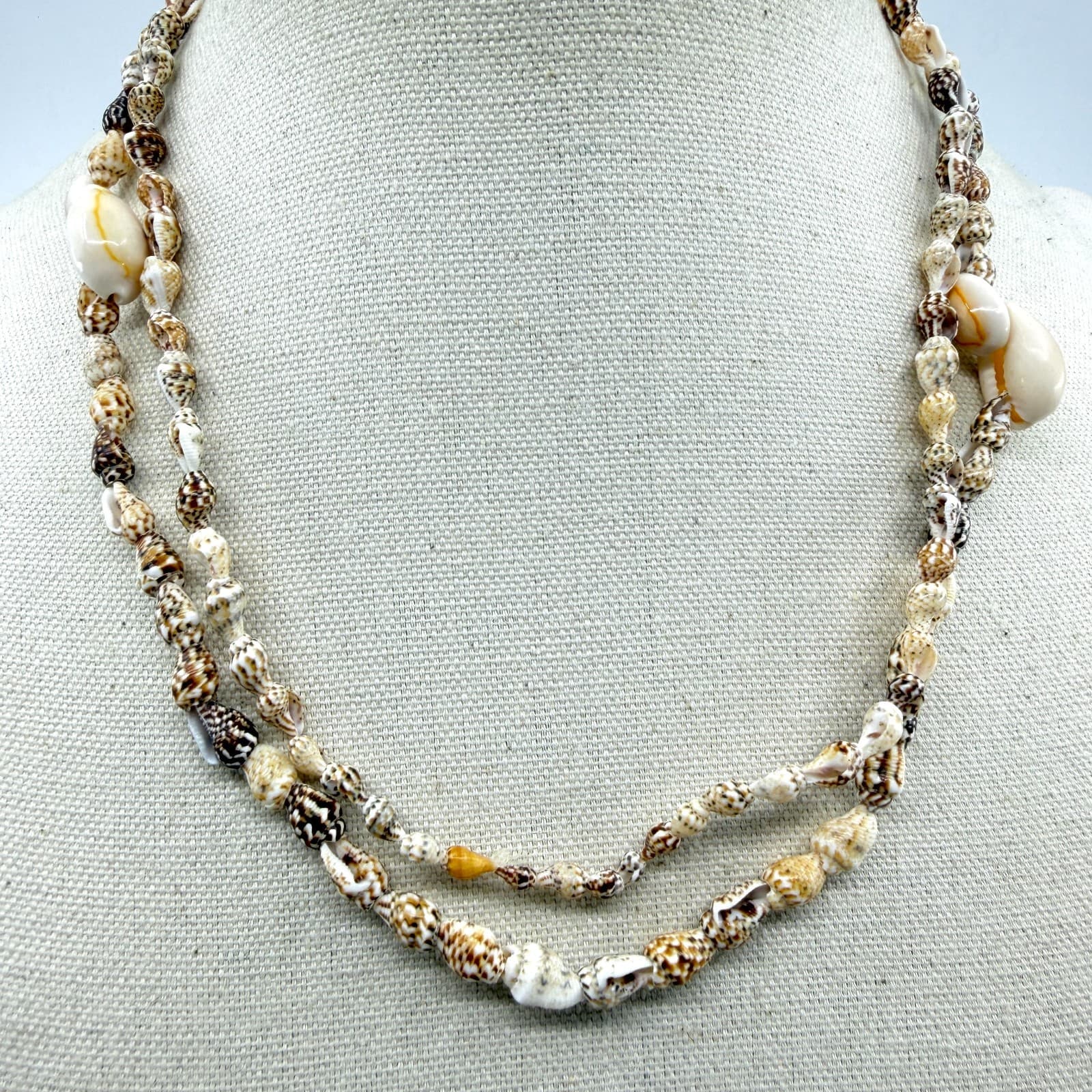 Multi-Strand Seashell Necklace Beach Boho Coastal Layering Summer Jewelry Gift
