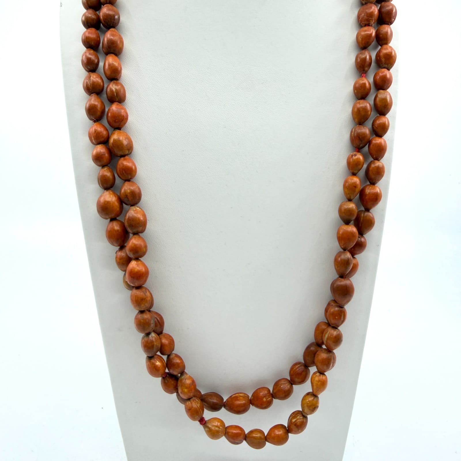 Long Natural Seed Bead Necklace Boho Layering Jewelry Earthy Rustic Minimalist