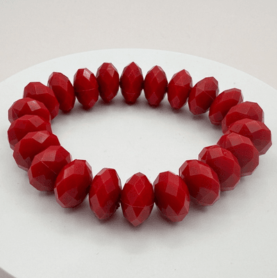 Vintage 90s Red Faceted Beaded Stretch Bracelet Retro Statement Women's Jewelry