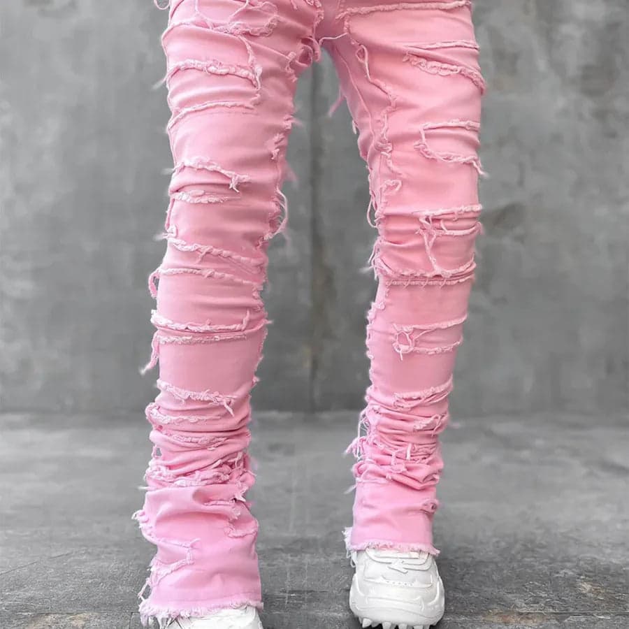 Tape Denim Straight Leg Pants