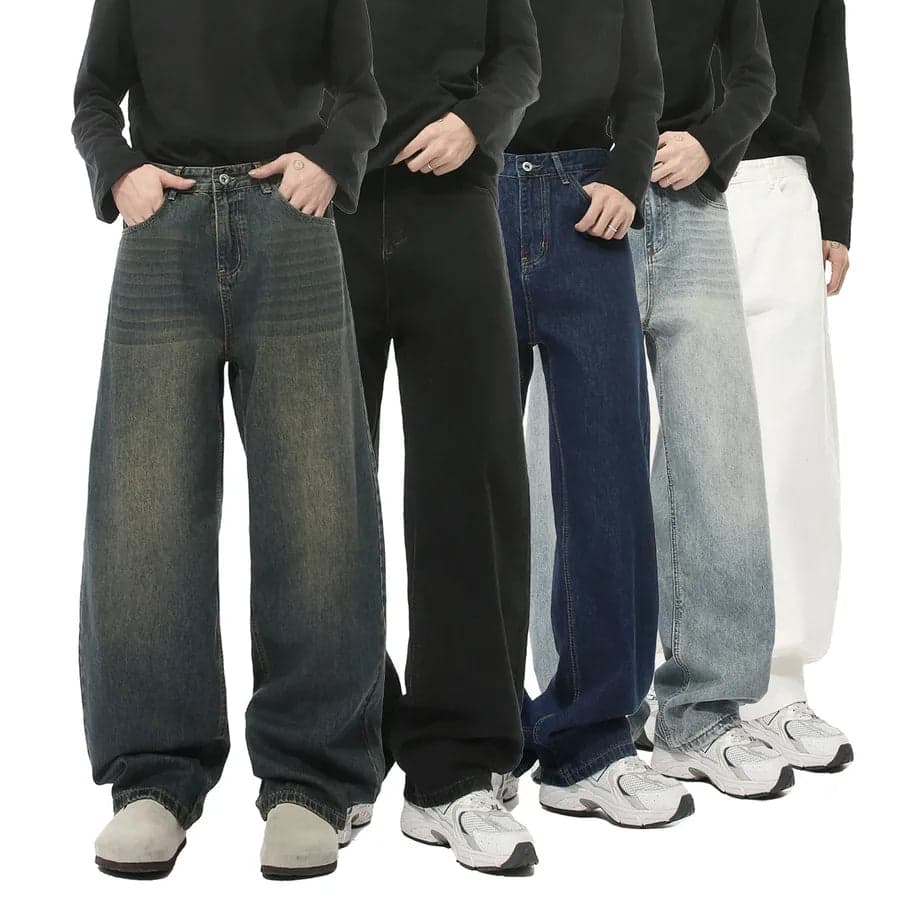 Washed Wide Leg Knife Jeans