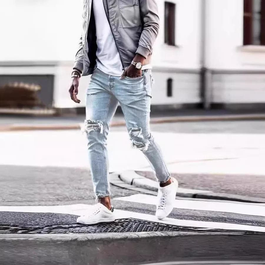 Distressed Cotton Jeans