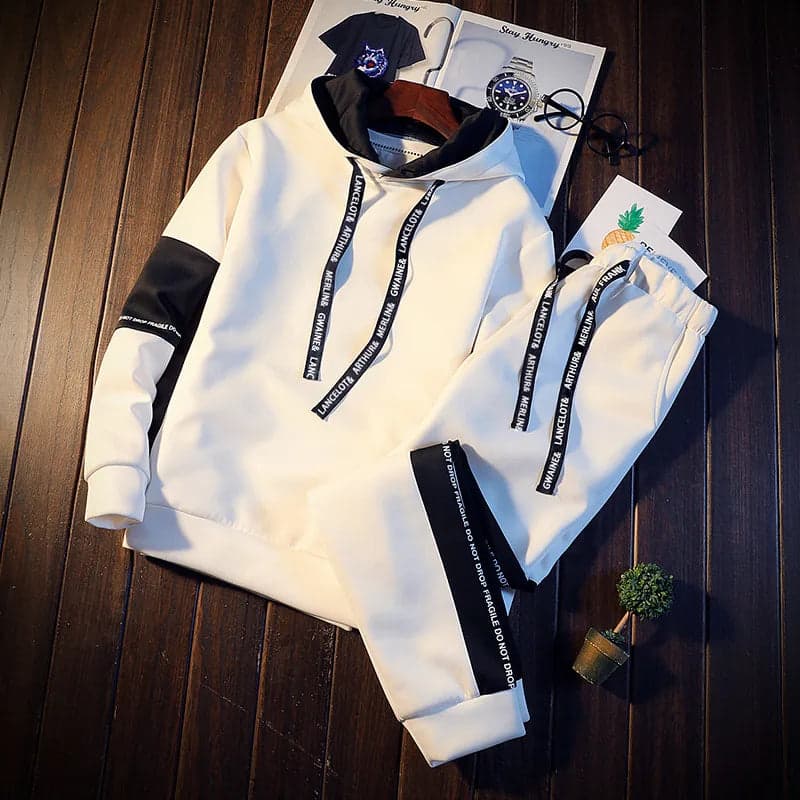 Wholesale men's and women's autumn suit men's New-style trendy handsome hip hop loose long-sleeved T-shirt two-piece student sweater
