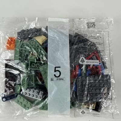 Retired LEGO Building Bricks Bag 5 Mixed Parts Green Gray Red Orange Pieces