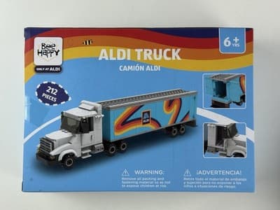 Bee Happy Aldi Truck Interlocking Blocks Building Set 212 Pieces 6+ Toy Plastic