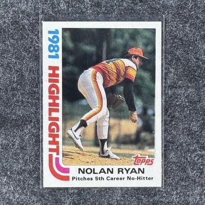 Nolan Ryan 1982 Topps Highlight #5 Pitches 5th Career No Hitter Astros Baseball