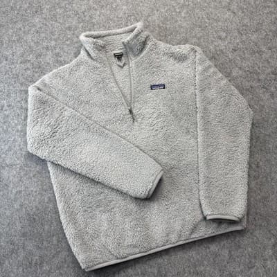Patagonia Sweater Womens Large Gray Sherpa High Pile Fleece 1/4 Zip Pullover