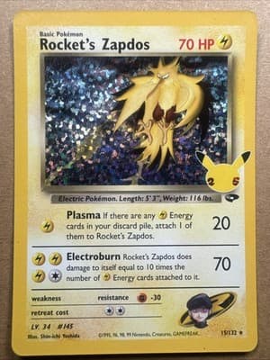 Rocket's Zapdos 15/132 Celebrations: Classic Collection Holo